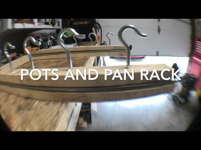 DIY project for a pot and pan hanging rack storage Pots and pan rack, storage, cabinets, DIY, shelving, kitchen, counters, dishes, projects, home, house.