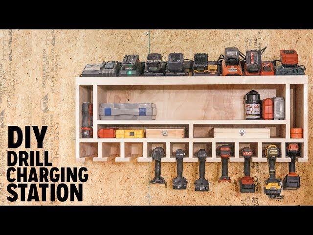Simple DIY Drill station to store all of your cordless drills! This thing also has tons of storage for other tools and items you want to keep at an arms reach Check ...