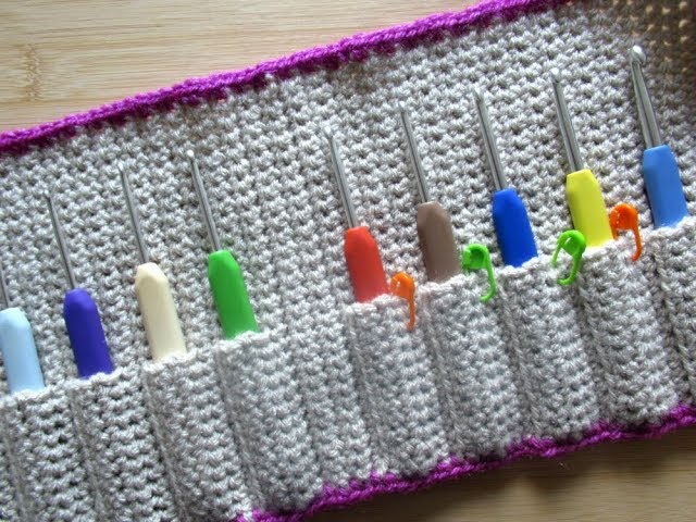 How to crochet crochet hook case, pouch, holder, wallet, needle case
