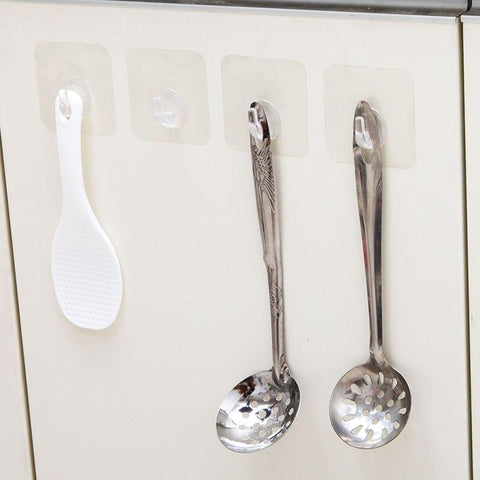 10pcs Adhesive Wall Storage Hooks Organizer For Towel Bathrobe Coats Bathroom Kitchen Nail Free Transparent Heavy Duty Wall Hook