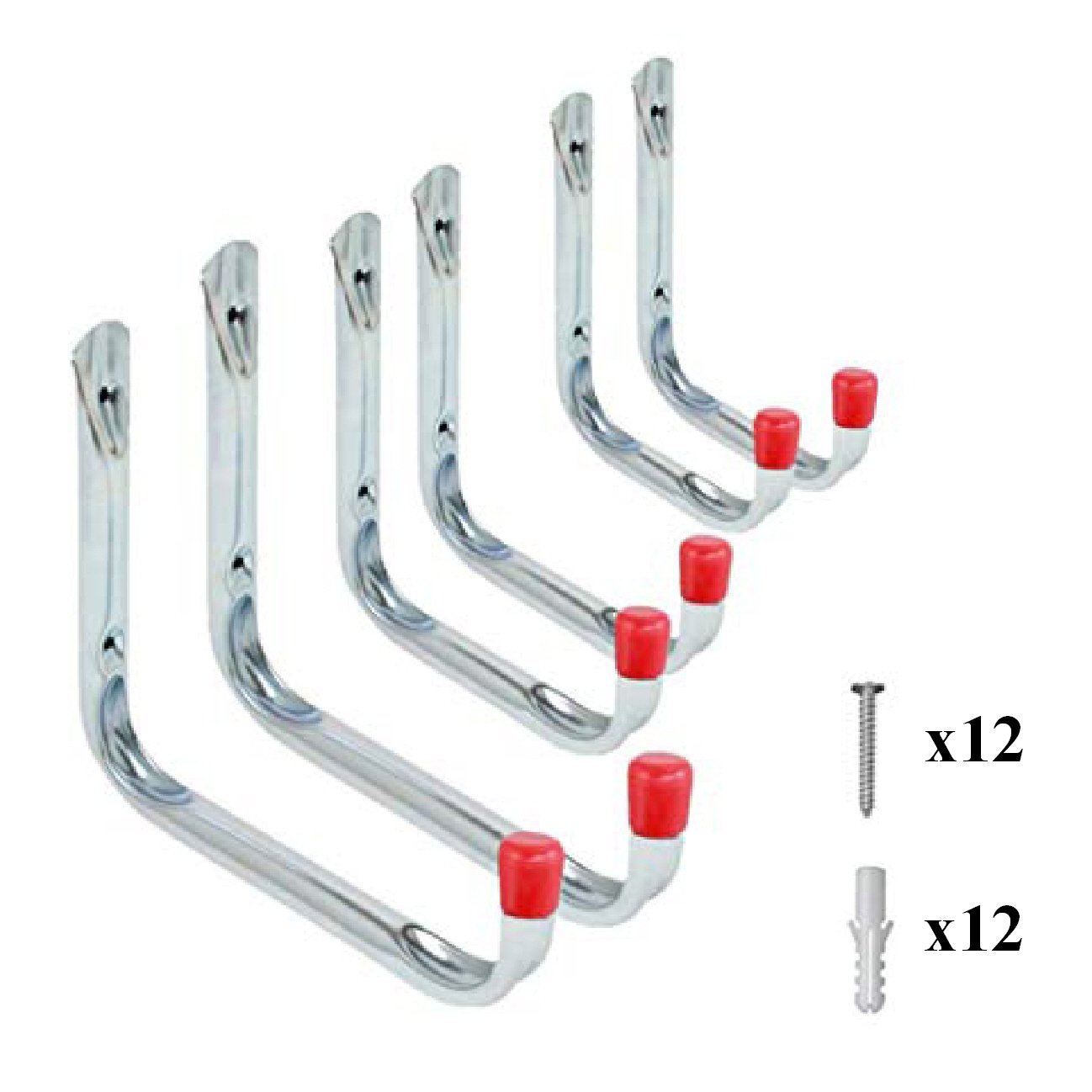 6 x Assorted Chrome Storage Hooks Wall Mounted<br><br>