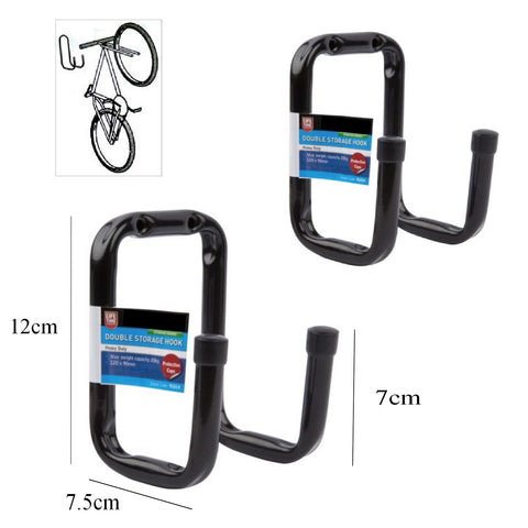 2 x Heavy Duty Double Bike Storage Hooks Wall Mounted<br><br>