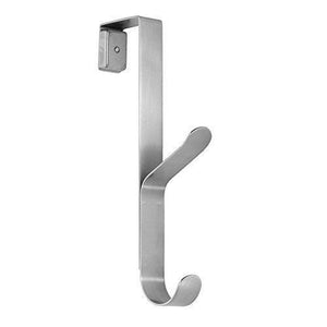 InterDesign Forma Over Door Organizer Hook for Coats, Hats, Robes, Clothes or Towels – 1 Dual Hook, Brushed Stainless Steel