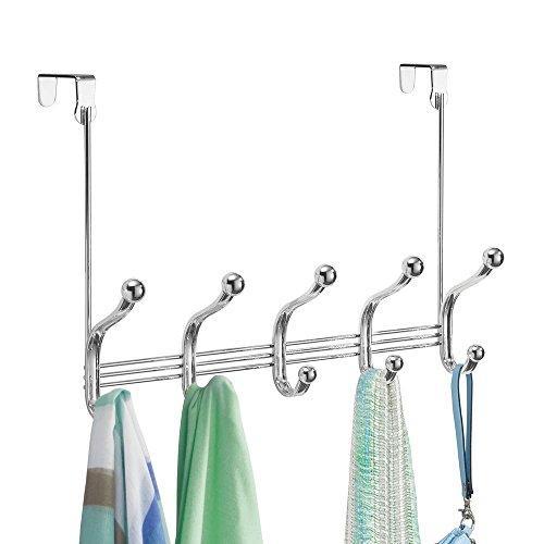 Arkbuzz Over Door Storage Rack – Organizer Hooks for Coats, Hats, Robes, Clothes or Towels – 5 Dual Hooks