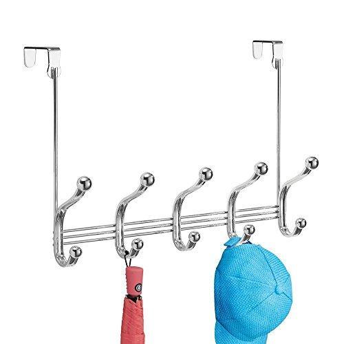 Arkbuzz Over Door Storage Rack – Organizer Hooks for Coats, Hats, Robes, Clothes or Towels – 5 Dual Hooks