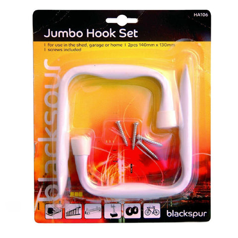 White Jumbo Ladder Garage Hook Set / Menu Options<br><br>