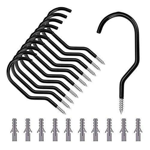 Upgrade Bike Hook,Ilyever 10 Pack Heavy Duty Bike Hanger Bike Storage Hooks with 10 Pack Bolts for Garage Wall and Ceiling- Fits All Bike Types, Easy On/Off,Black