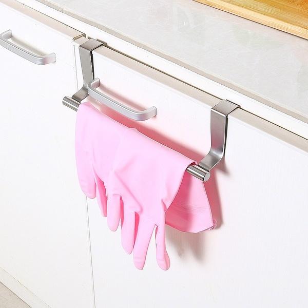 chillihome-com - Stainless Steel Towel Bar Holder Kitchen Cabinet Cupboard Door Hanging Rack Storage Hook Accessories - 