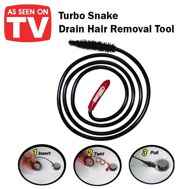 Turbo Snake Drain Hair Removal Tool Slow Sink Tub Shower Remove Clog Fast Easy