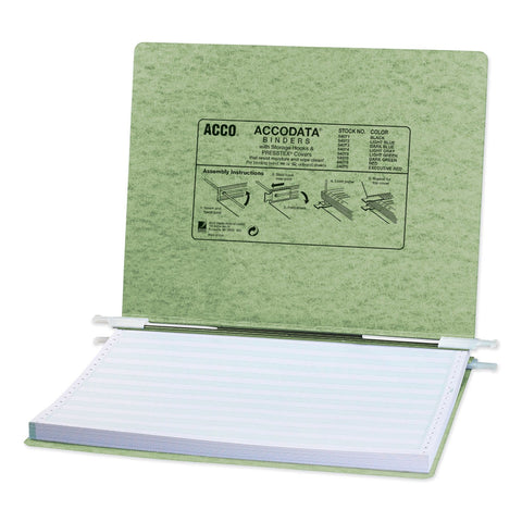 ACCO PRESSTEX Covers with Storage Hooks, 2 Posts, 6" Capacity, 14.88 x 11, Light Green
