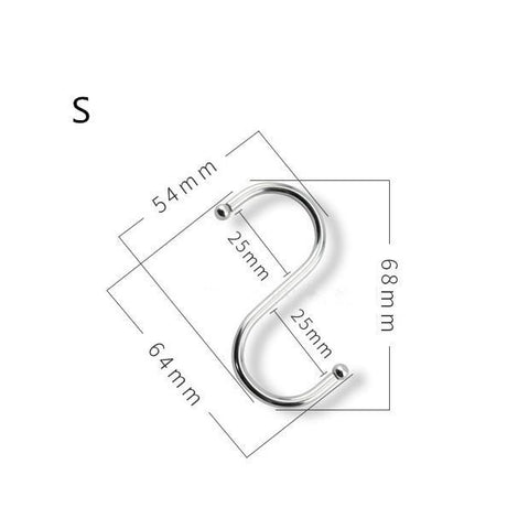 6Pcs Metal S-Shaped Hooks Kitchen Storage Holders